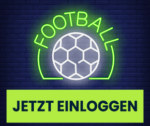 Neon Fussball Symbol mit Einloggen Button